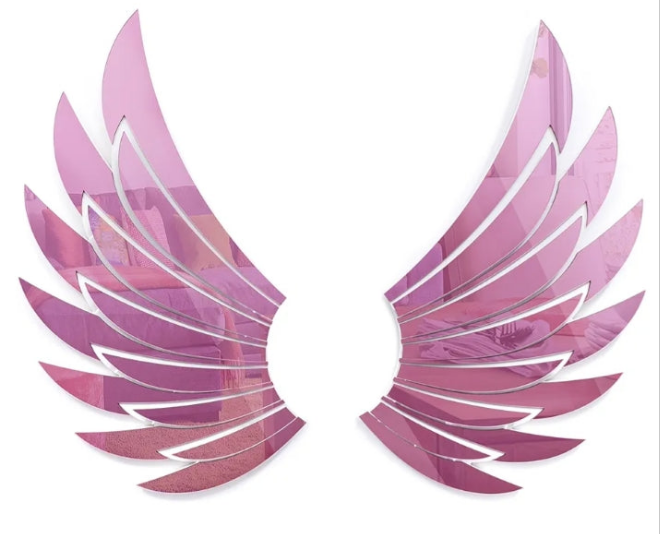 Wall Sculpture, Pink Mirror Acrylic/White Foam PVC. Size: 40" x 30.5" x 1.125"