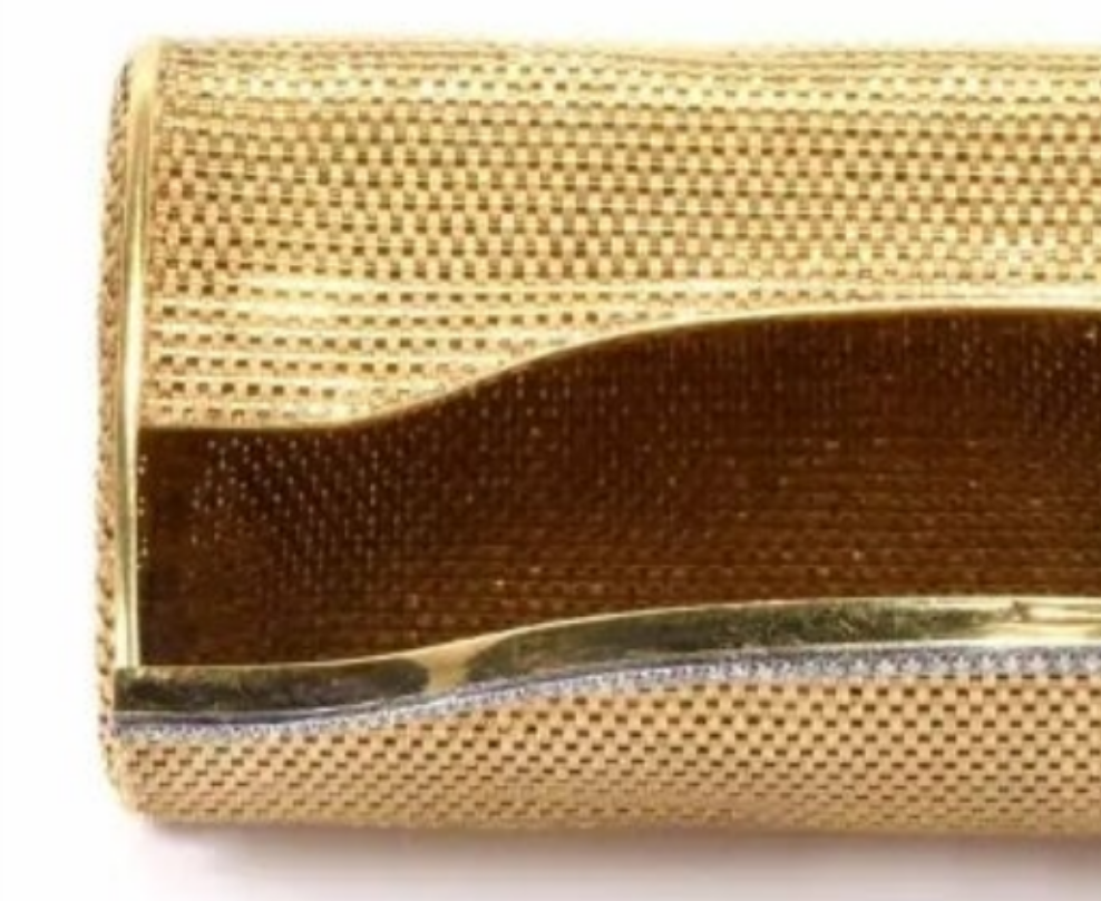 1960s Classic 18 Karat Mesh Gold and Diamond Clutch Handbag
