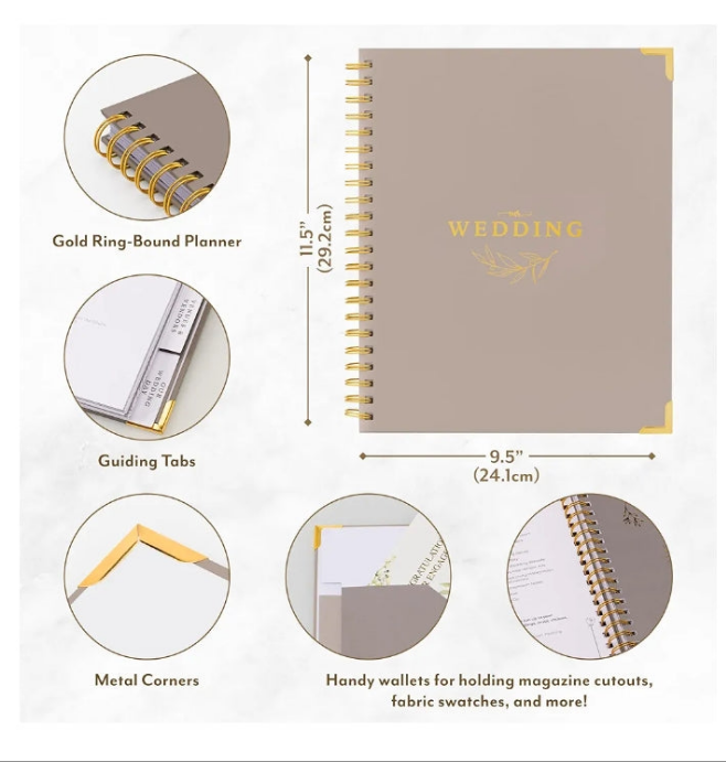 Wedding Planner for Bride - Wedding Planning Book and Organizer - Bridal Wedding Planner Notebook & Binder with Checklist & Countdown Calendar