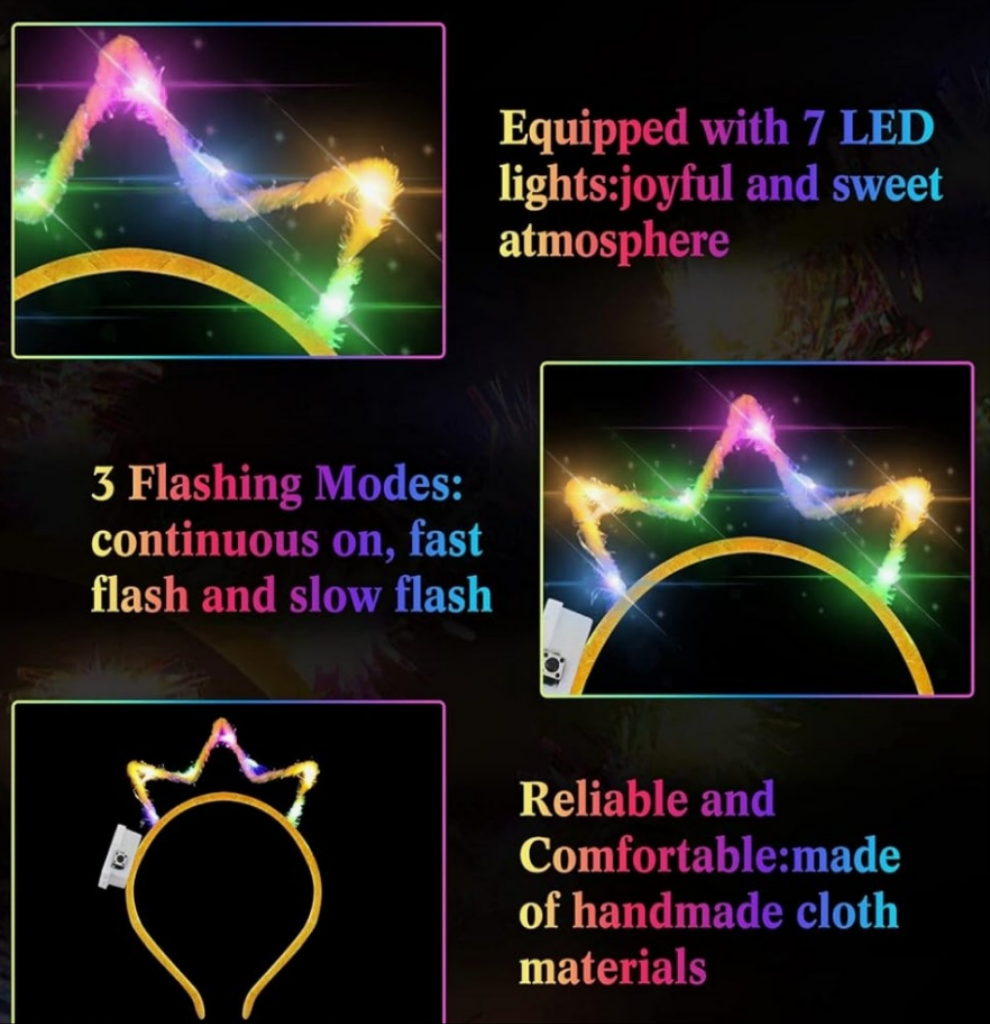 Light up Crown Headband LED Glow Crown Headband Light up Hoop LED Hoop