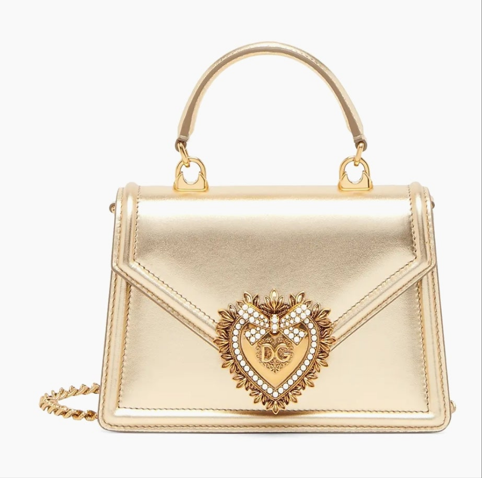 Dolce And Gabbana Devotion Metallic leather top handbag in pink or gold cute
