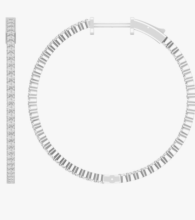 Diamond Hoop Earrings for Women in 925 Sterling Silver