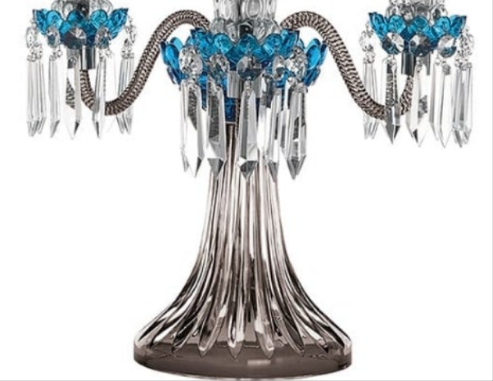 ARLEQUIN AMETHYST CRYSTAL CANDELABRA Saint-Louis Crystal Arlequin Three-Light Electric Candelabra or Five-Light