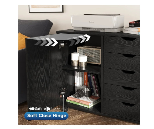 5-Drawer Mobile Storage Cabinet, Printer Stand for Home Office,