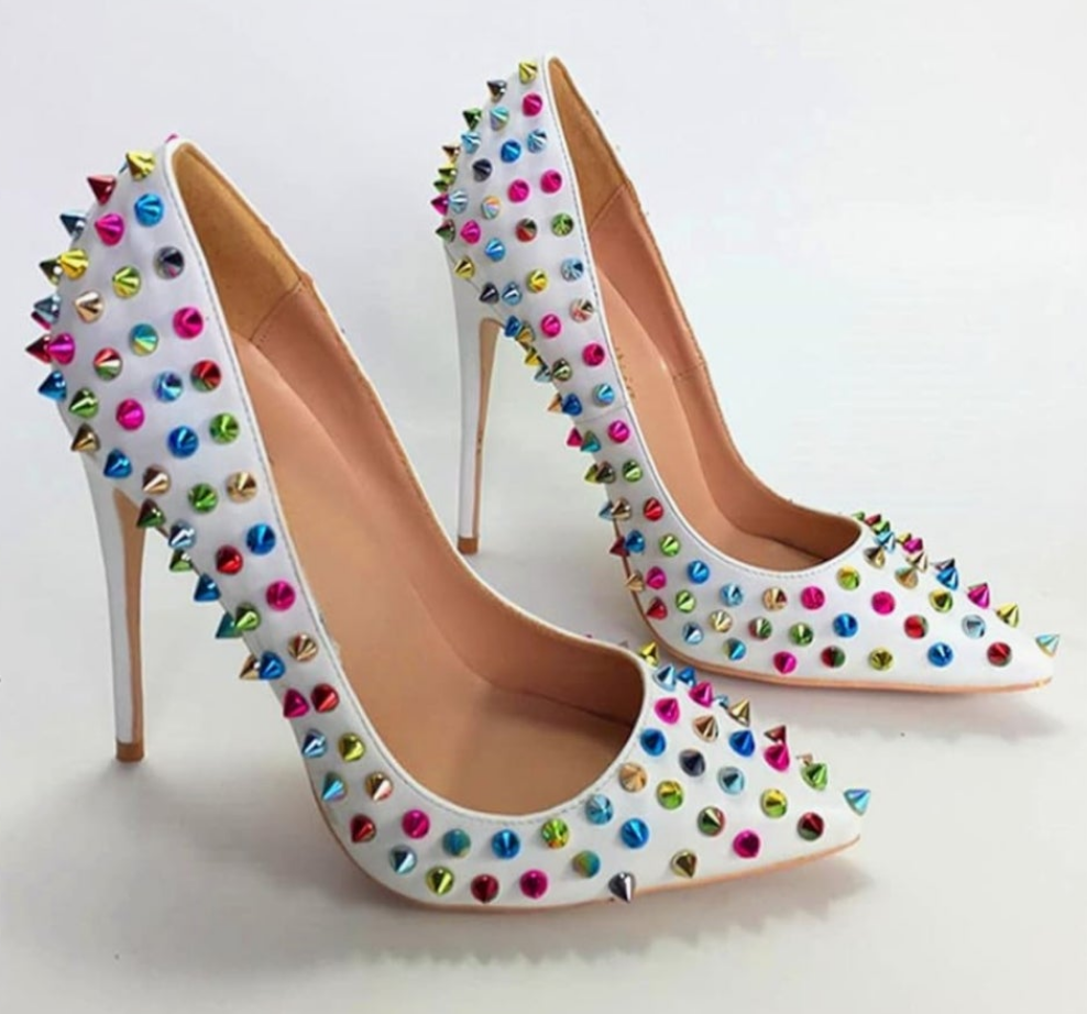 Sexy Heels Pumps Studded Rivett Party Prom Event Birthday Wedding Shoes