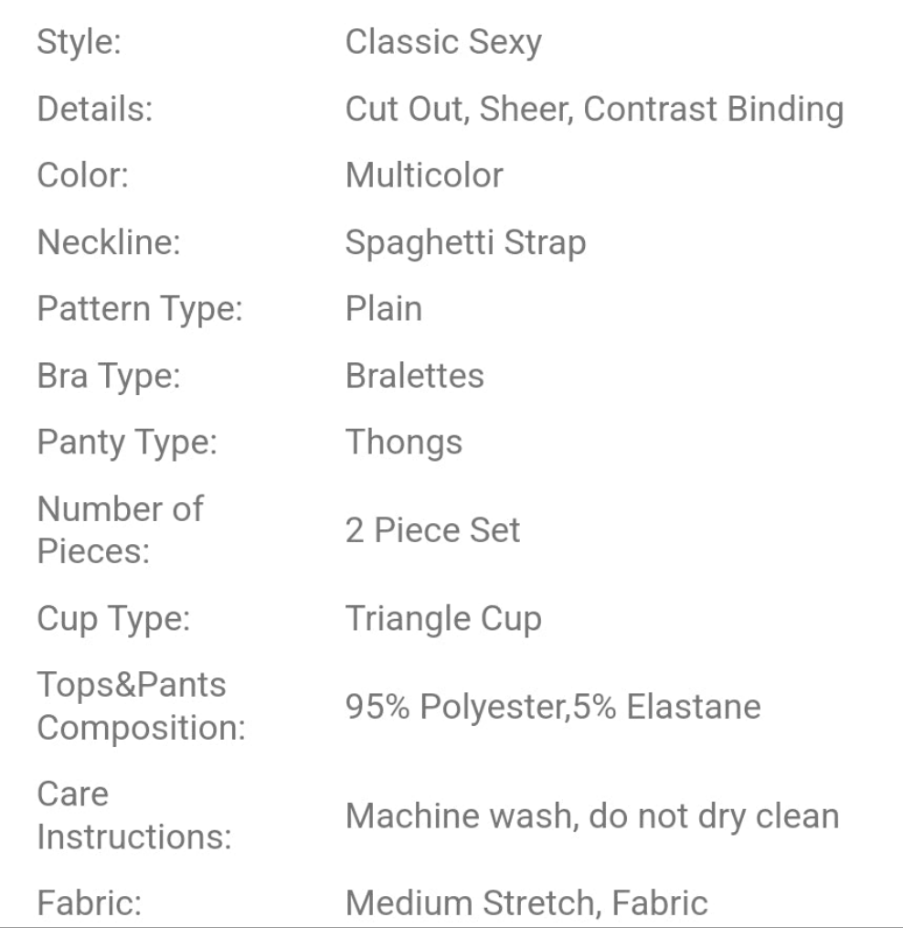 2pcs Classic Sexy Lingerie Set polyester