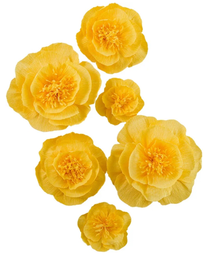 Home Decor 3D Flower for Wedding Backdrop Nursery Wall Flower Decor(Yellow Set 6)