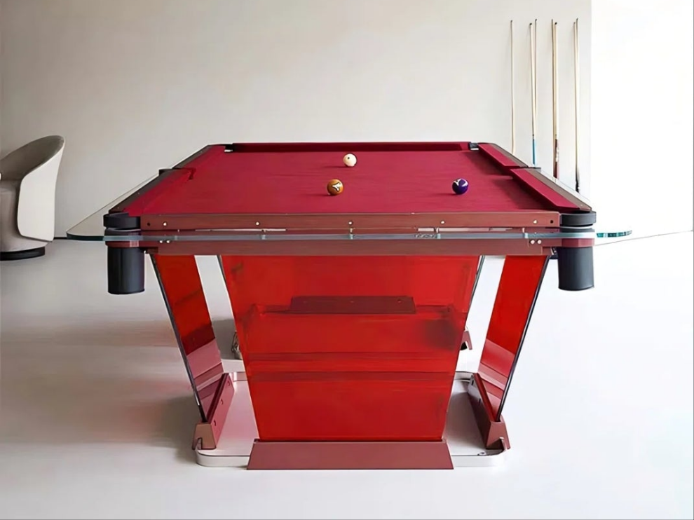 Eight-foot Red Indoor Home Billiard Table with a special free cue ball from Cocomoney