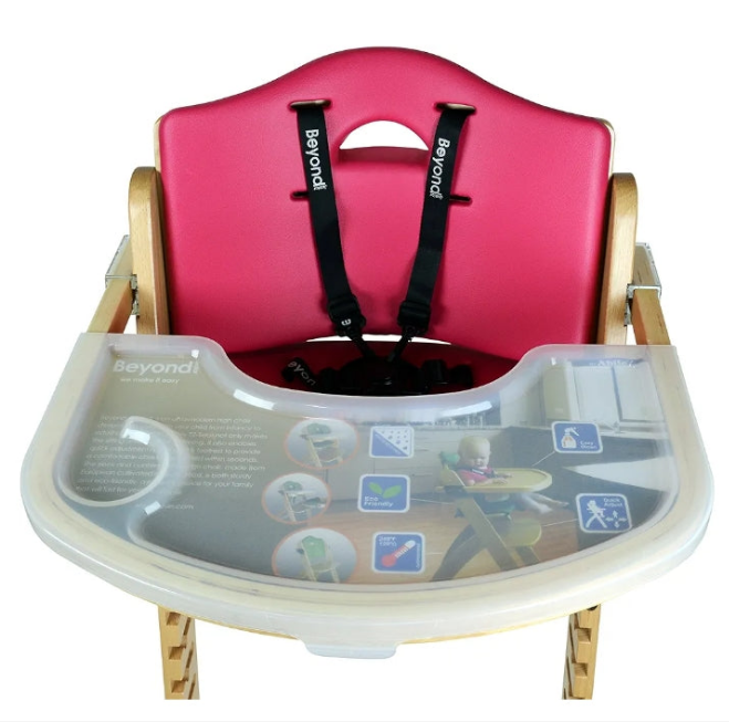 Junior Wooden High Chair with Tray. The Perfect Adjustable Baby Highchair Solution for Your Babies and Toddlers or as a Dining Chair. 6 Months up to 250 Lb. Natural Wood/with Cushion