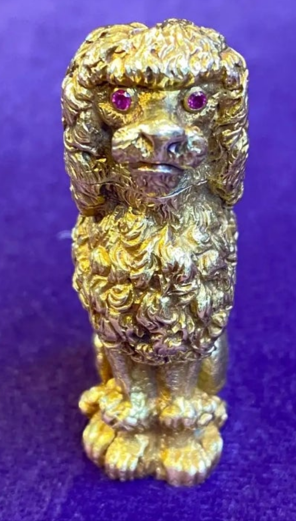 14k Gold Ruby Schlumberger Gold Poodle Lighter circa 1950s