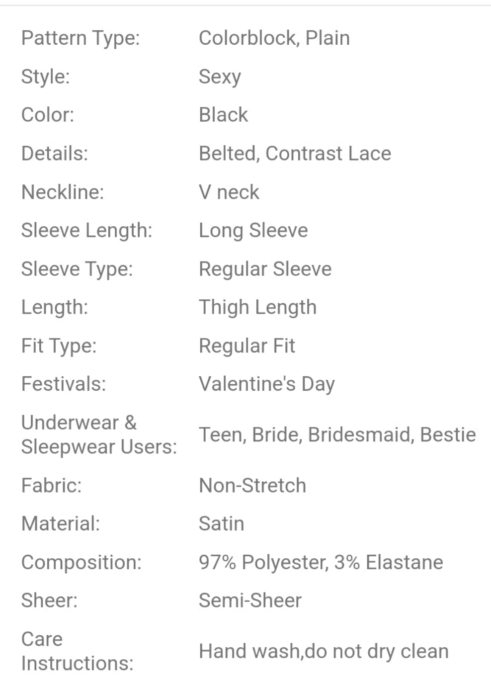 Sexy Lace Patchwork Long Sleeve Belted Casual Sleepwear Robe COCOMONEY