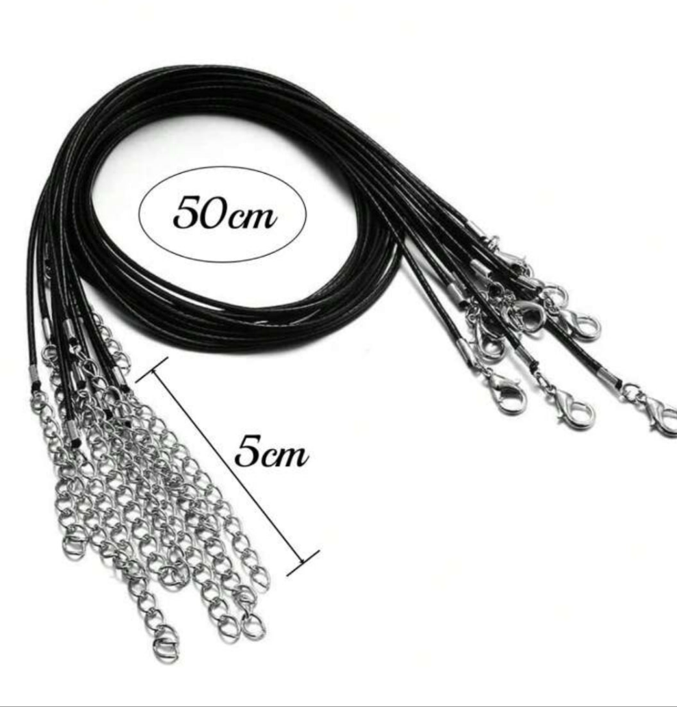 15pcs Crystal Hexagonal Column Pendant With 15pcs Black Chain