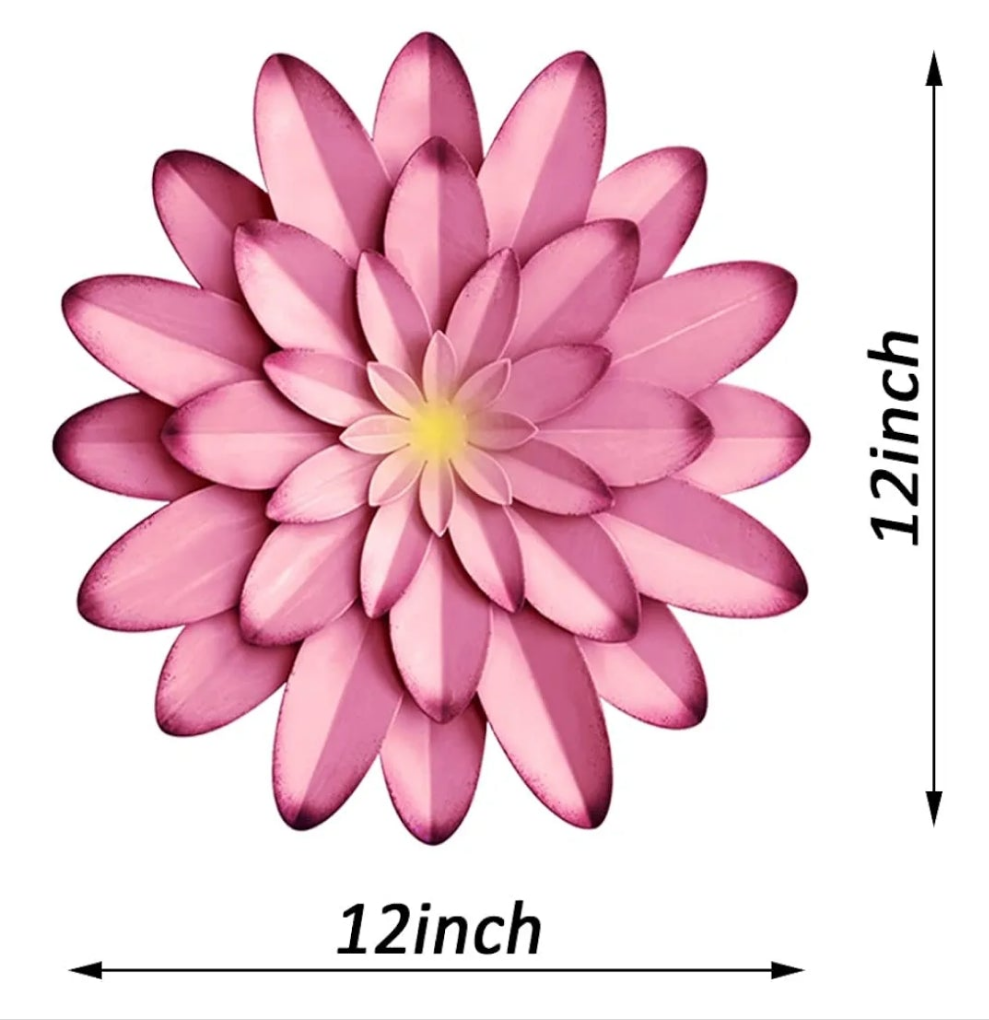 5 pieces Pink metal wall art