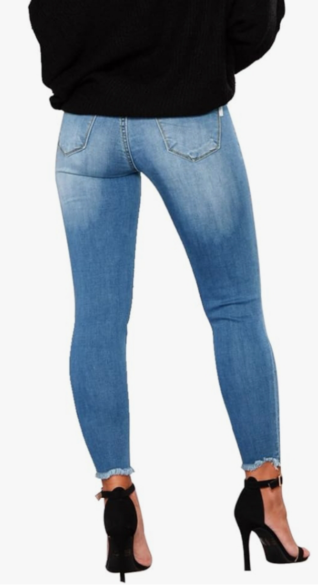 Skinny Ripped Trendy Jeans Distressed Stretchy Denim Pants