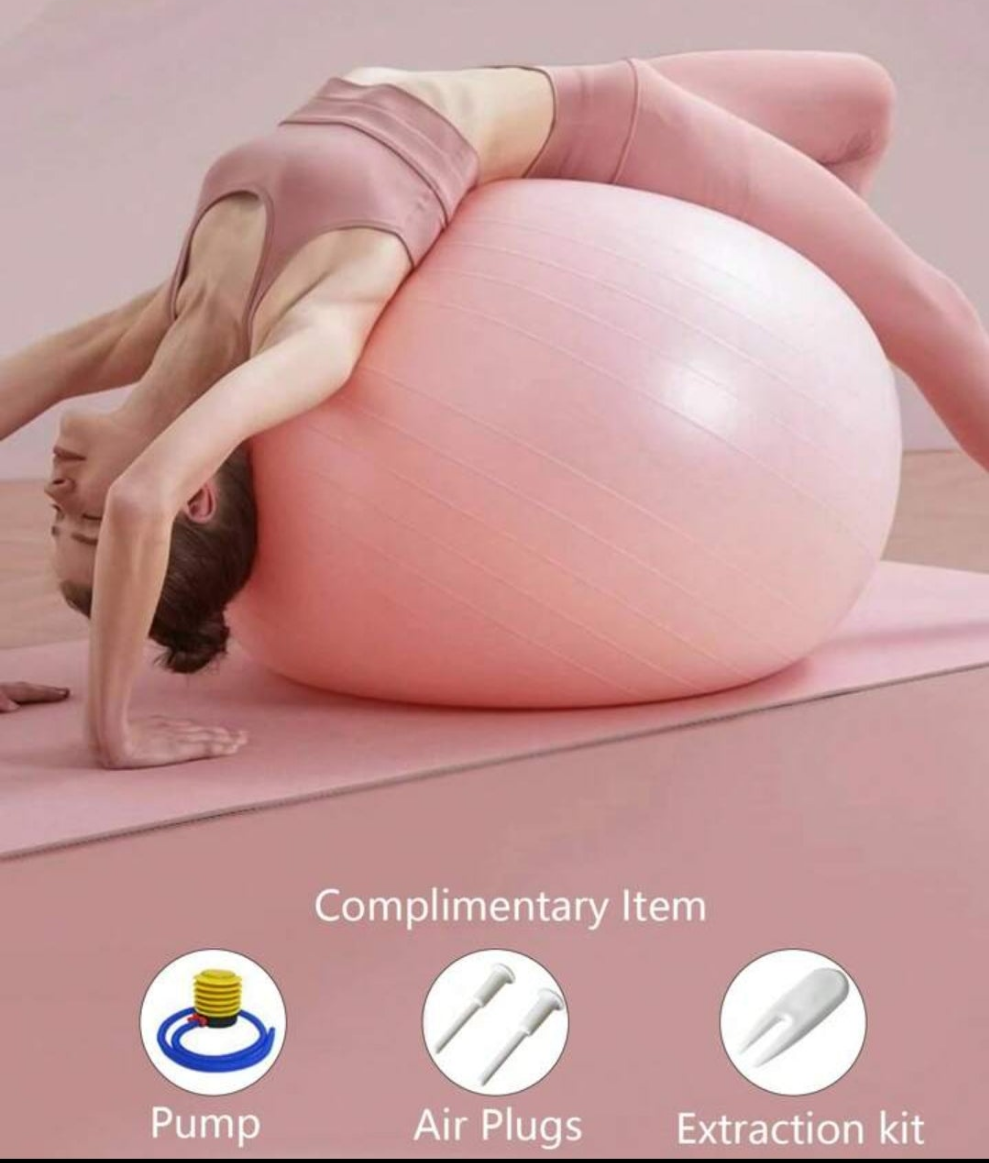 Anti-Burst, Yoga Ball For Fitness,Stability Ball Chair, Heavy Duty Large Exercise Ball For Workout, Balance And Core Training pink