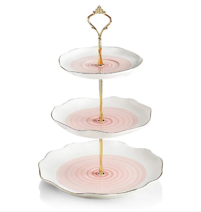 3 Tier Ceramic Cake Stand,Dessert Stand,Cupcake Stand,Tea Party Pastry Serving Platter,Food Display Stand for Tea/Coffee/Birthday/Wedding/Women/Afternoon/Gift