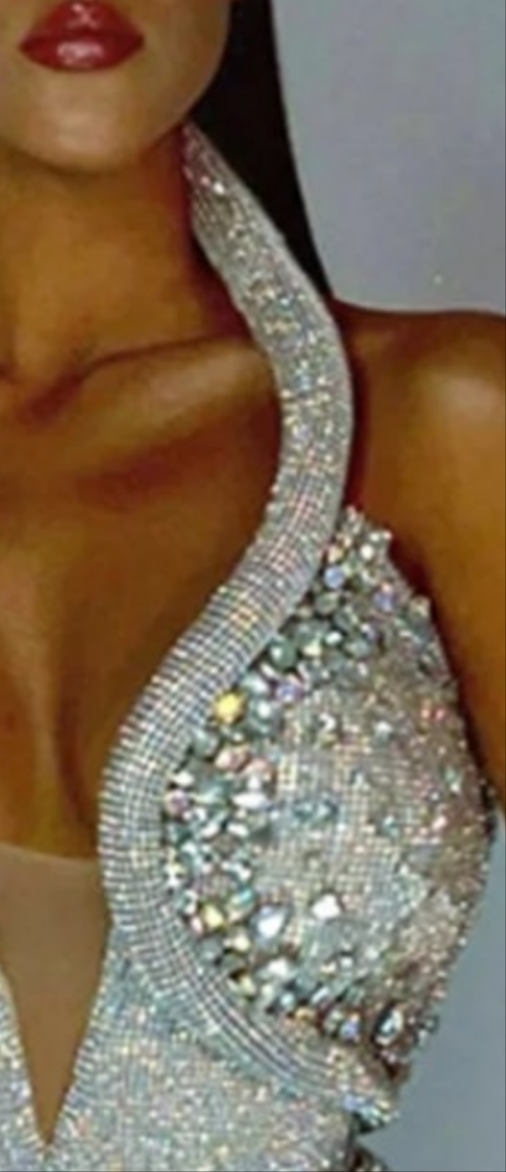 Snake-Shaped Sequin Rhinestone Halter Neck Maxi Dress-Silver COCOMONEY