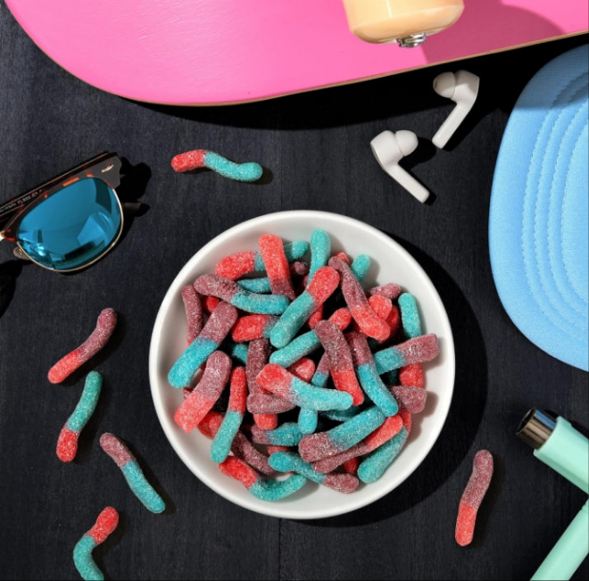 Trolli Sour Brite Crawlers, Candy, Sweet and Sour, Gummy Worms, 7.2 oz