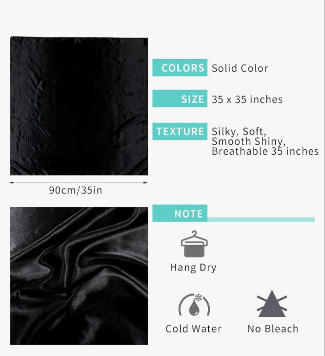 35 Inches Large Square Satin Head Scarf Silk Feeling Hair Scarf Wrapping Square Hair Bandanas Large Satin Silk Like Neck Scarf Sleeping Head Wraps for Womens and Girls at Night