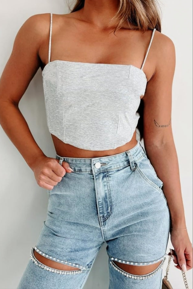 High Waist Denim Jeans Rhinestone Trim Bling Jeans Plus Size Denim Pants