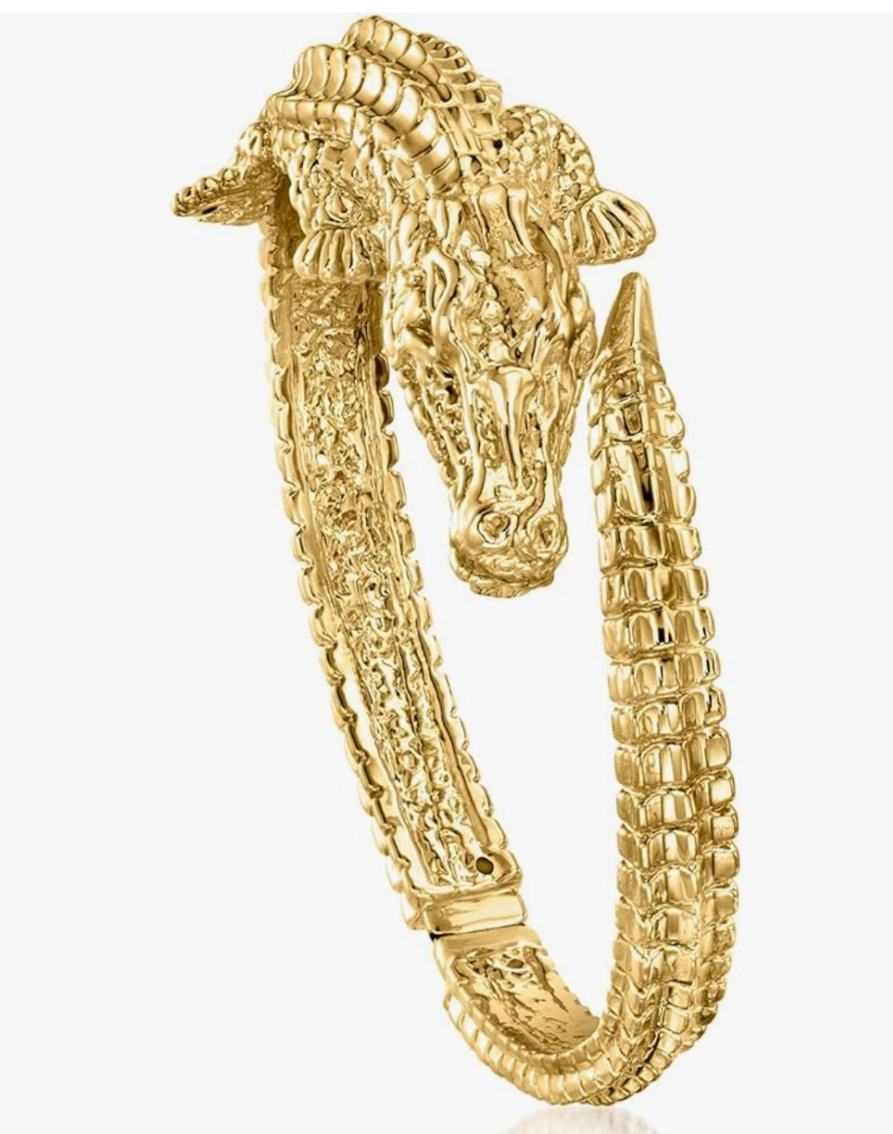 Italian 18kt Yellow Gold Alligator Bangle Bracelet. 7 inches