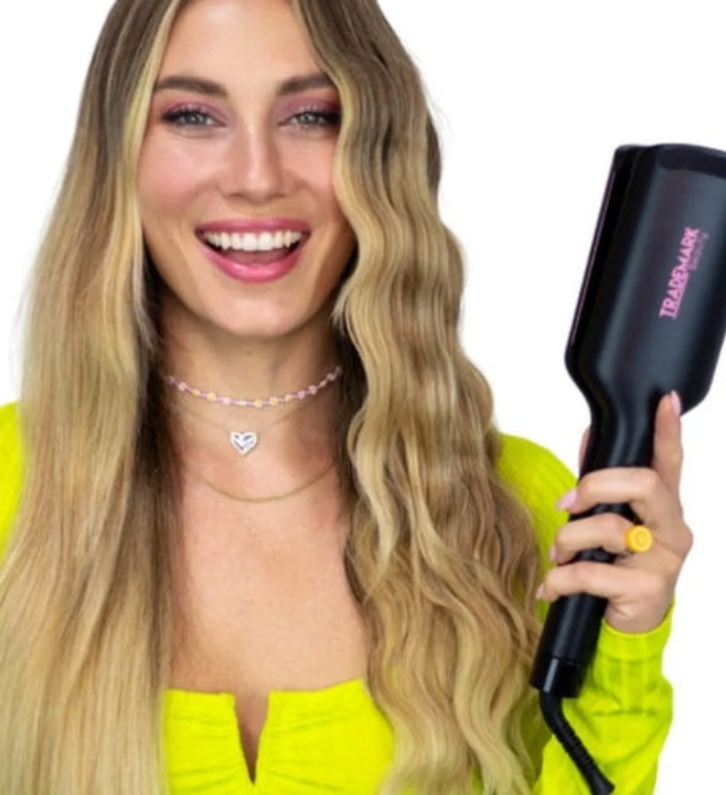 Double Barrel Hair Crimper, Beach Waves Curling Iron, Babe Waves X, Adjustable Temperature Hair Curler, Hair Styling Tools, 1.25" - Pink