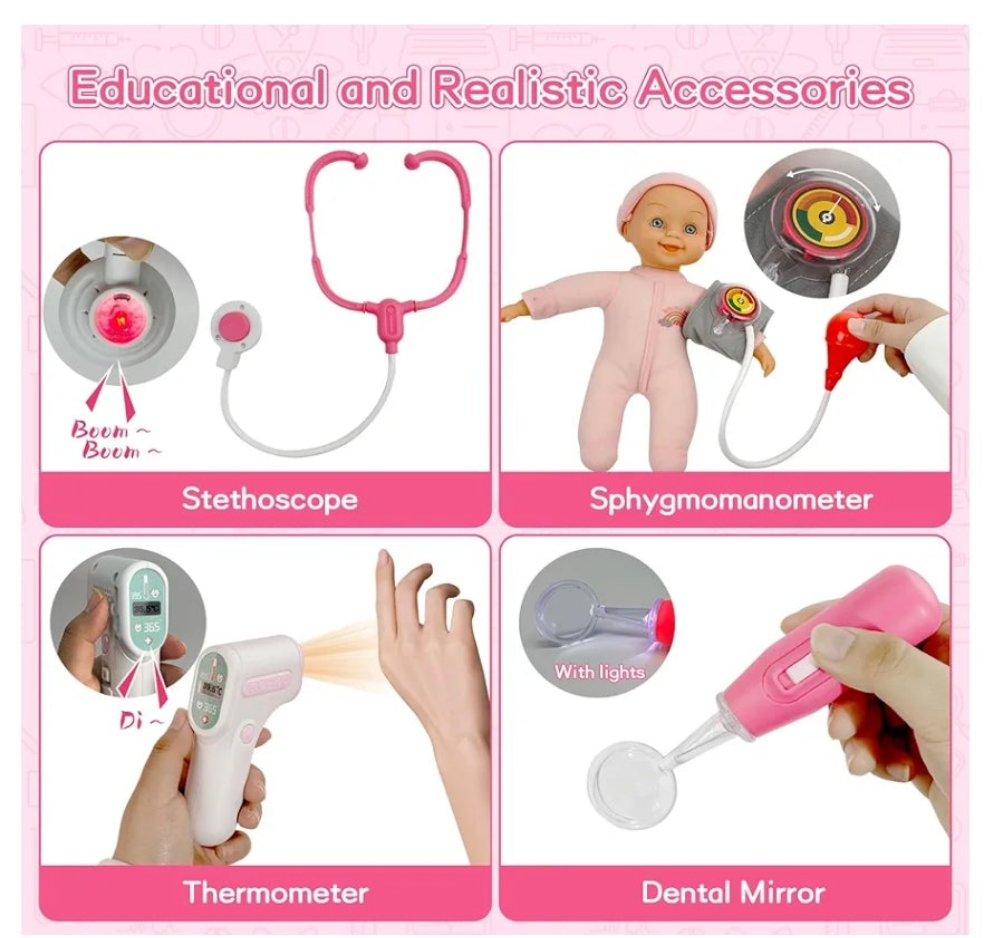 Doctor Kit for kids 3+ Medical Kit Toy Doctor Cart Stethoscope and Other Accessories Boy and Girl Fun Role Playing Game Toy Kids Pretend Play Girls Toys for 3+ There's 4 sets to choose from. Choose your set below.