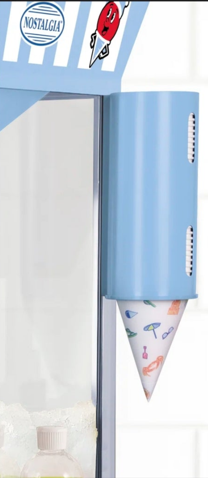 Tall Snow Cone Cart, Makes 72 Icy Treats, Includes Metal Scoop, 2 Syrup Bottles, 100 Paper Cups/Spoons, Storage Compartment, Wheels For Easy