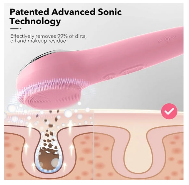 Facial Cleansing Brush Face Scrubber, Silicone Electric Deep Cleaning Exfoliating Brush with Nose Scrub Blackhead Remover, Waterproof Rechargeable Thermal Massager Skin Care Routine Men Women