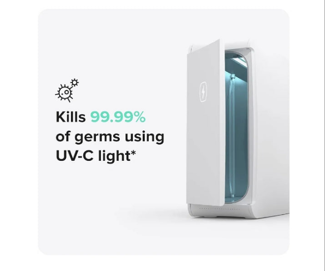UV Llight Sanitizer | 360° UV Sanitizing Box & Charger | Large Capacity | Sanitizes Tablets, Baby Bottles, Remotes, Toys & More