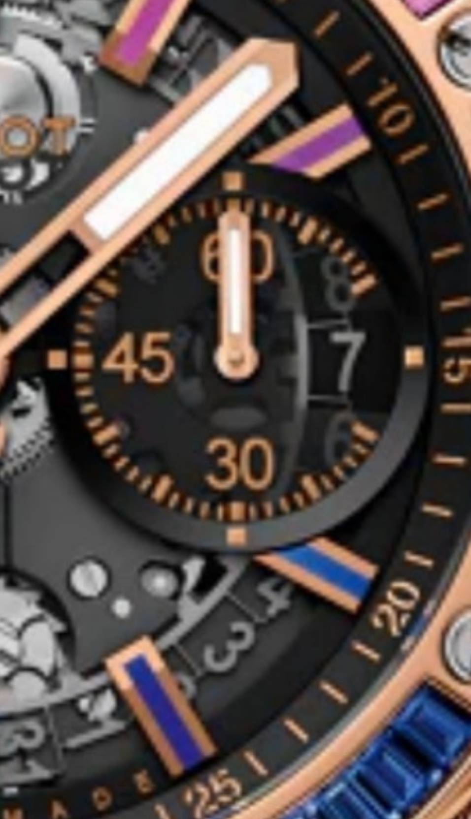 Hublot Big Bang Chronograph 18K King Gold & Colored Gemstones Man's Watch, 451.OX.1180.OX.3999