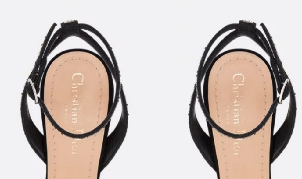 Dior Dway Heeled Sandal
Black Cotton Embroidered with Thread and Silver-Tone Strass