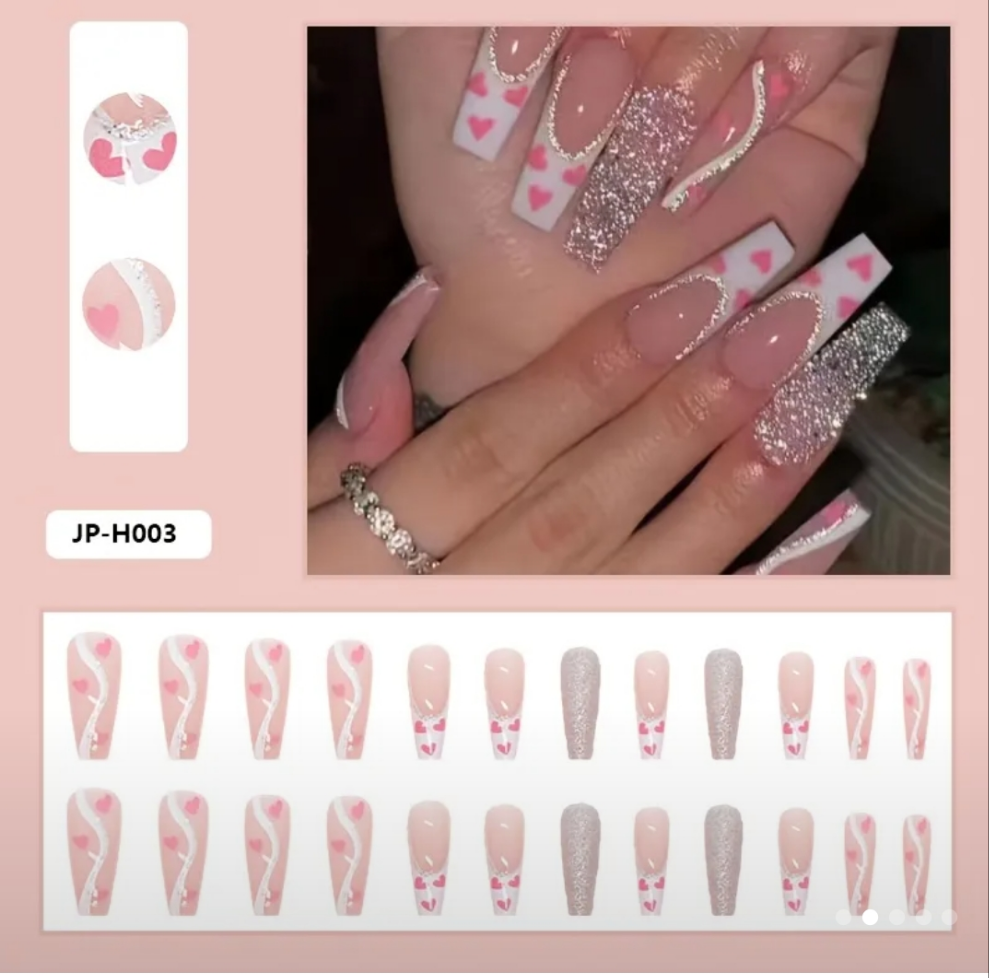 24 pcs acrylic Cocomoney nails with glue and nail accessories