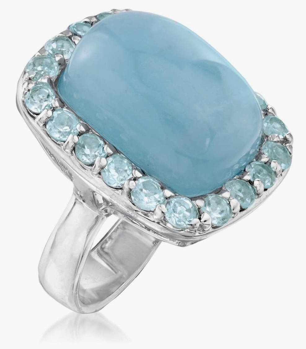 19.00 Carat Aquamarine and 2.60 ct. t.w. Sky Blue Topaz Ring in Sterling Silver