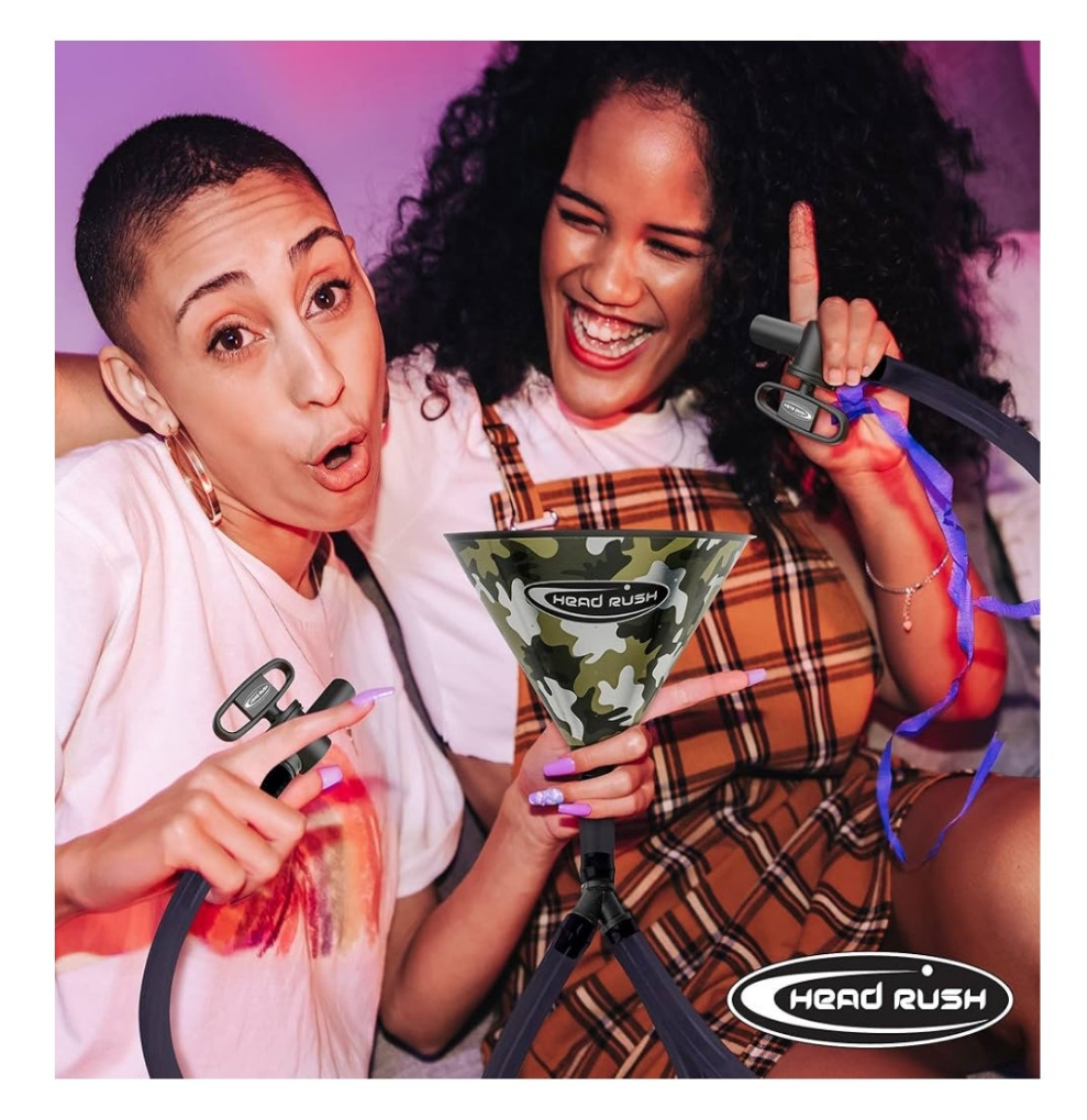 Beer Bong, Double Header 2-Tube, 8" x 6.5" Plastic Funnel with Dual Flexible Hose, 2 2-ft Long Thick Tubes for Parties and Games for Adults
