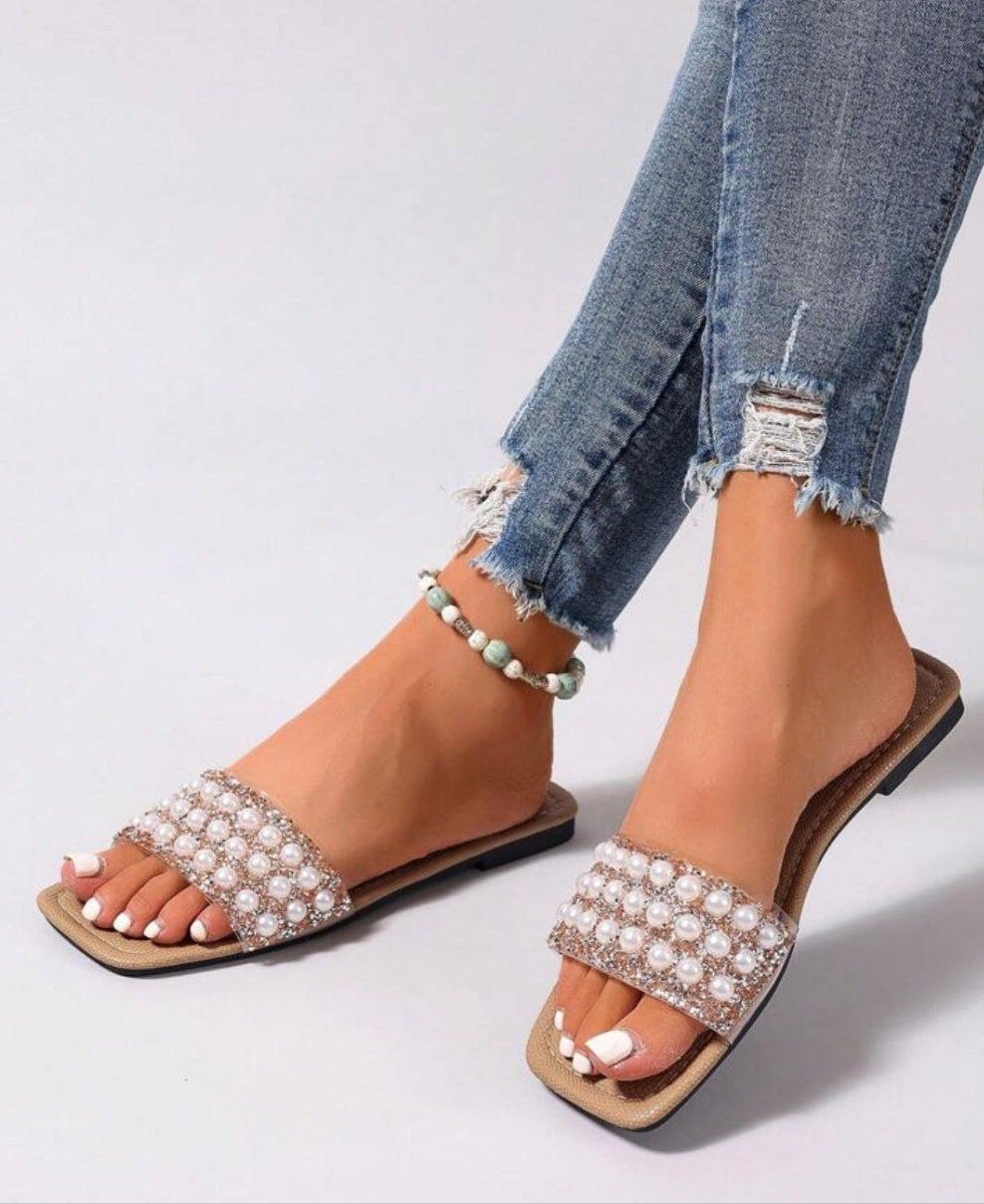One-Band Slide Slippers, Comfortable Flat Heel Sandals, Women Beach Shoes