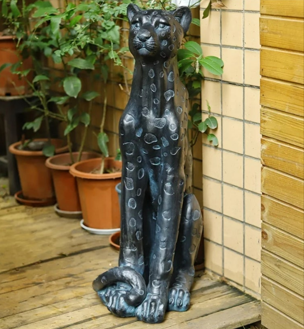 Luxurious 35.5''H Large Leopard Statue Outdoor Leopard Statues MGO Cheetah Statue Leopard Sculpture Cheetah for Home Decor Garden Decorative Outdoor Sculpture Patio Yard