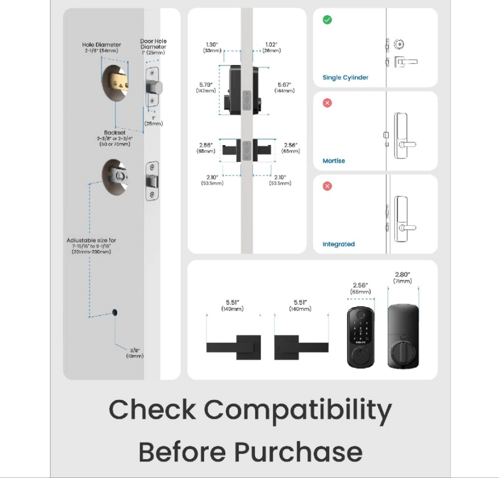 Fingerprint Smart Lock And Lever Handle With Bluetooth