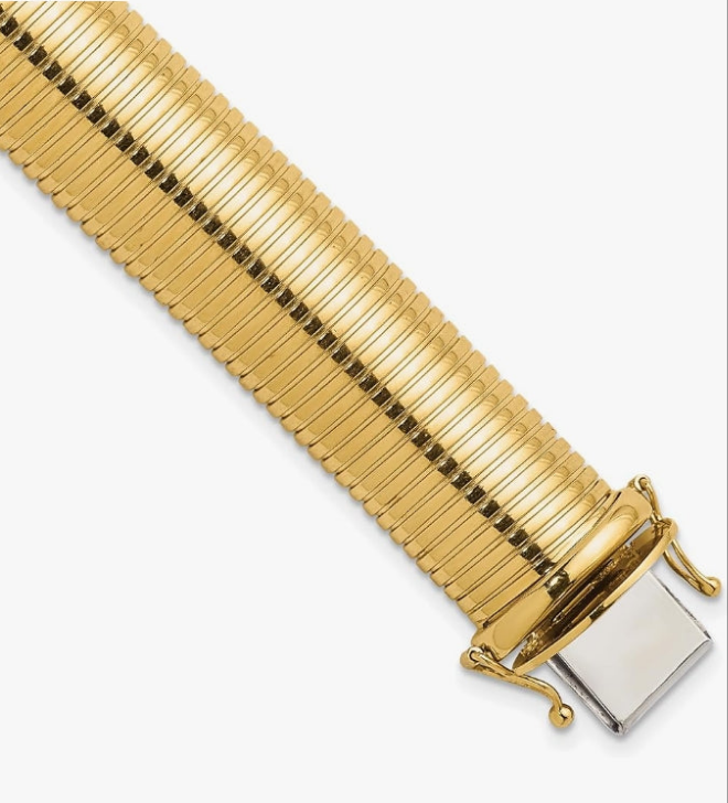 COCOMONEY Versatile 14k Yellow Gold Ribbed Bangle Bracelet