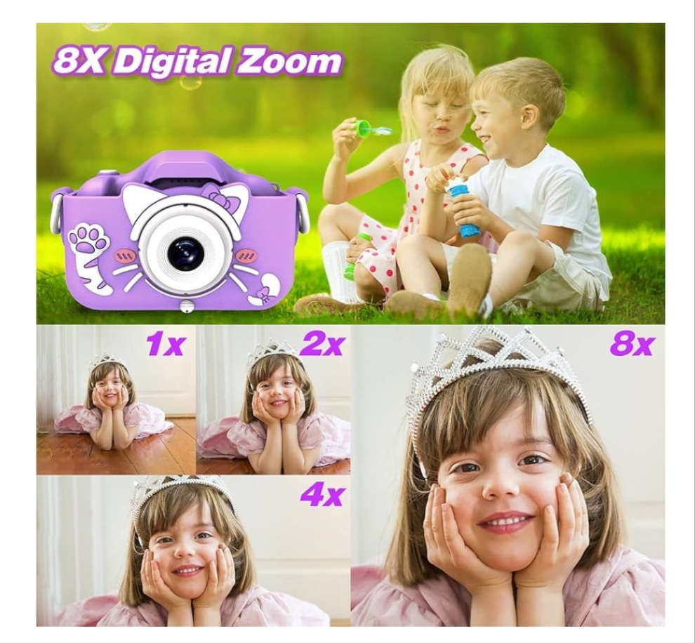 Kids Camera Toys for 3 and up Year Old Girls Boys,Children Digital Video Camcorder Camera with Cartoon Soft Cover, Best Chritmas Birthday Festival Gift for Kids - 32G SD Card Included
