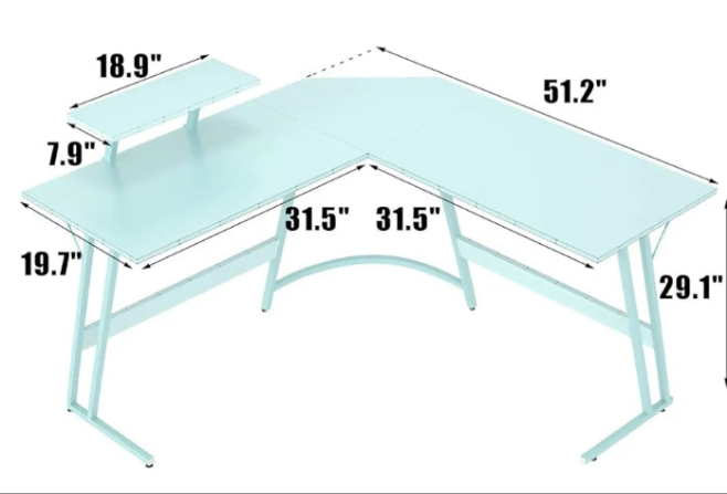 L Shaped Gaming Desk Computer Corner Desk PC Gaming Desk Table with Large Monitor Riser Stand for Home Office Sturdy Writing Workstation