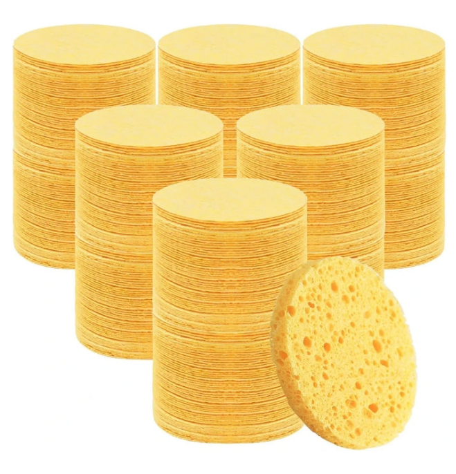 300 Count Compressed Facial Sponges for Cleansing Natural Cellulose Cosmetic Spa Sponge for Face Cleansing Exfoliating Makeup or Mask Removal, Pink