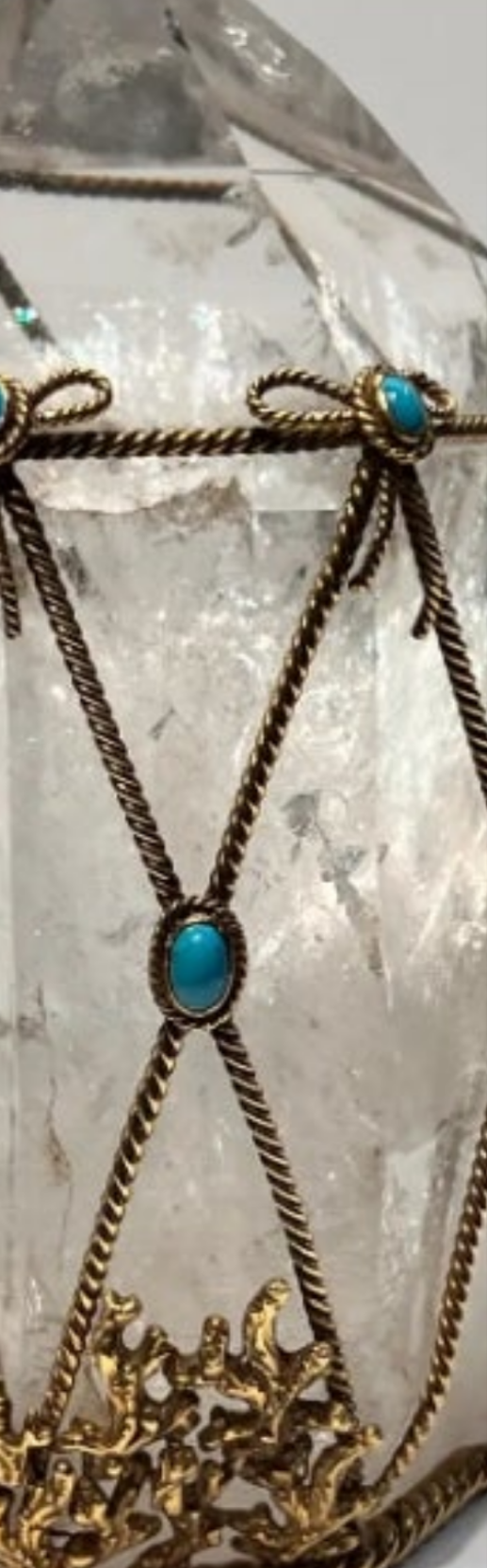 David Webb Rock Crystal and Turquoise Desk Object