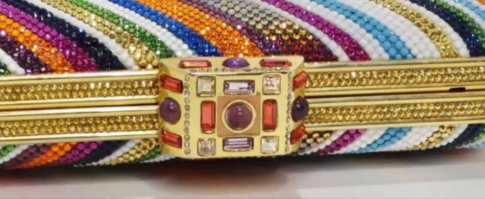 Judith Leber Multicolor Swarovski Crystal Embellished Clutch