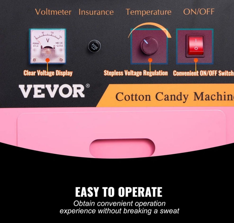 Electric Hard Candy and Cotton Candy Machine with Cones