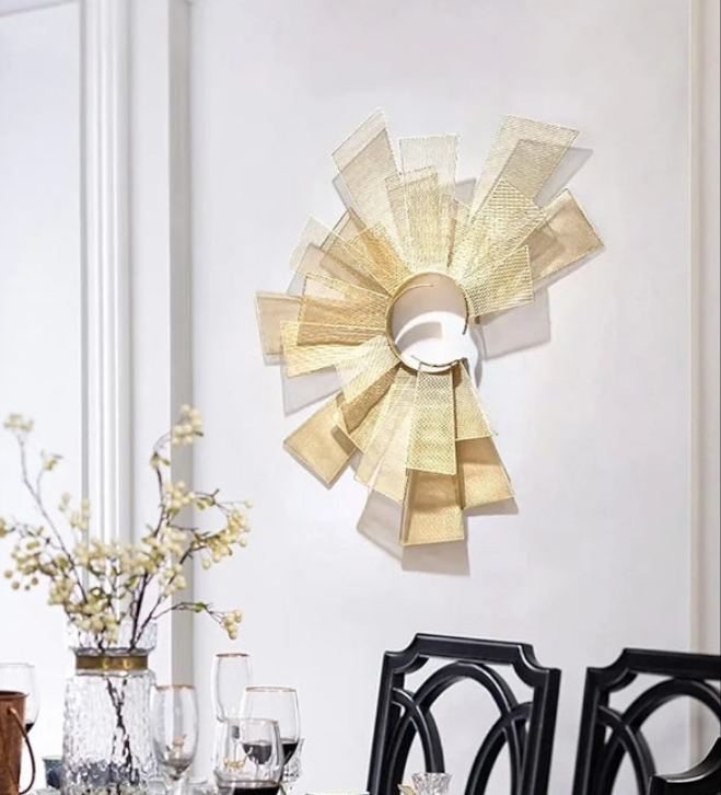 Wall Sculpture Metal Wall Art, Creative Sun-Shaped Wall Sculpture, Modern Impressionist Wall Panel Decor for Home Living Room Wall Hanging Statue