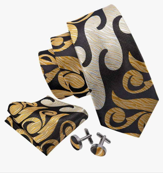 Mens Ties Silk Necktie Pocket Square Cufflinks Set Woven Designer Wedding Business