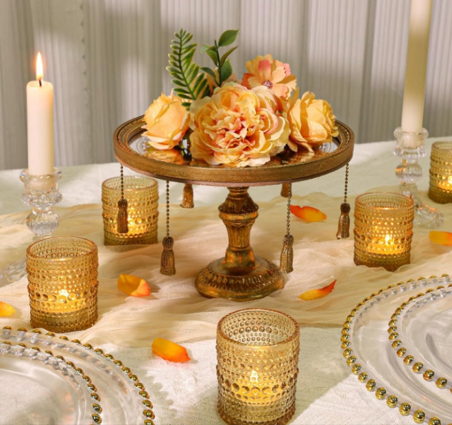 24 Pcs Votive Candle Holders, Purple Glass Candle Holders Bulk for Table Centerpiece, Tea Lights Candle Holders for Wedding Shower, Party and Home Decor