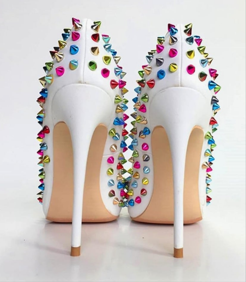 Sexy Heels Pumps Studded Rivett Party Prom Event Birthday Wedding Shoes