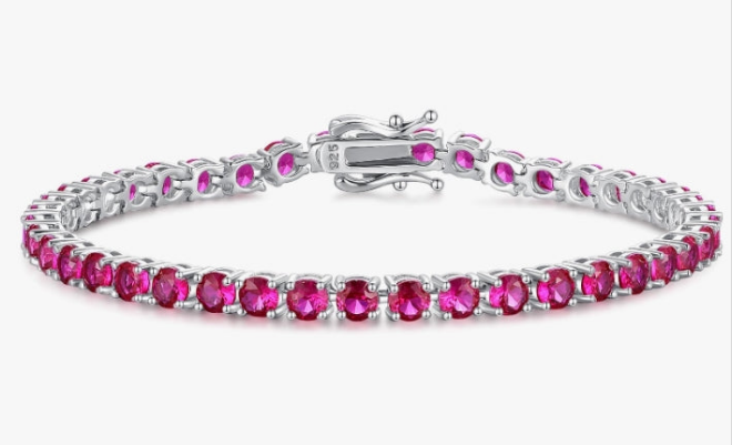 Sterling Silver Gemstone Tennis Bracelets Fine Jewelry Wedding Bridal Prom Birthday Gift for Women Her, Length 7.9 Inch Width 4mm